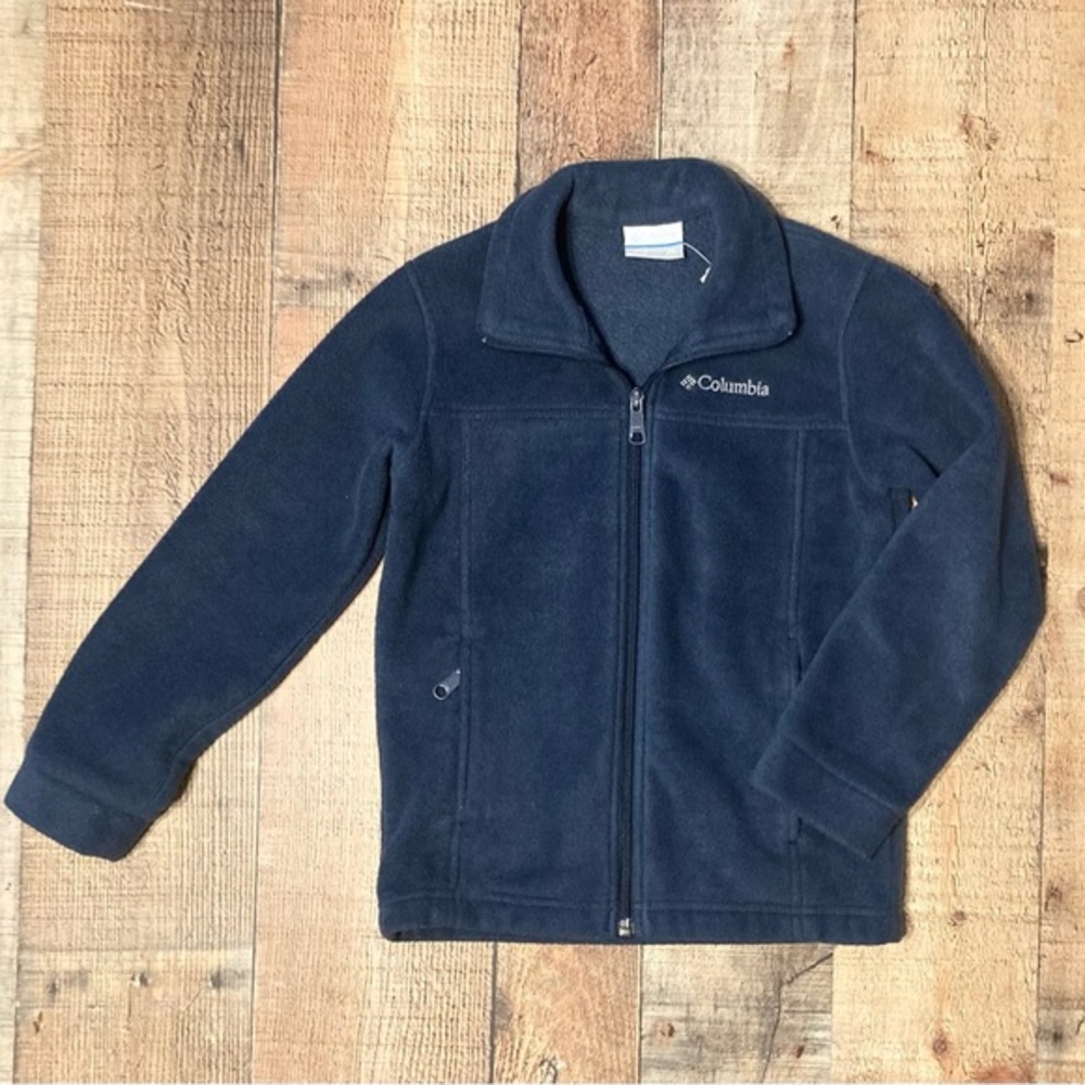 Columbia Kids Navy Blue Full Zip Fleece Jacket XS 6/7 Soft‎ Warm